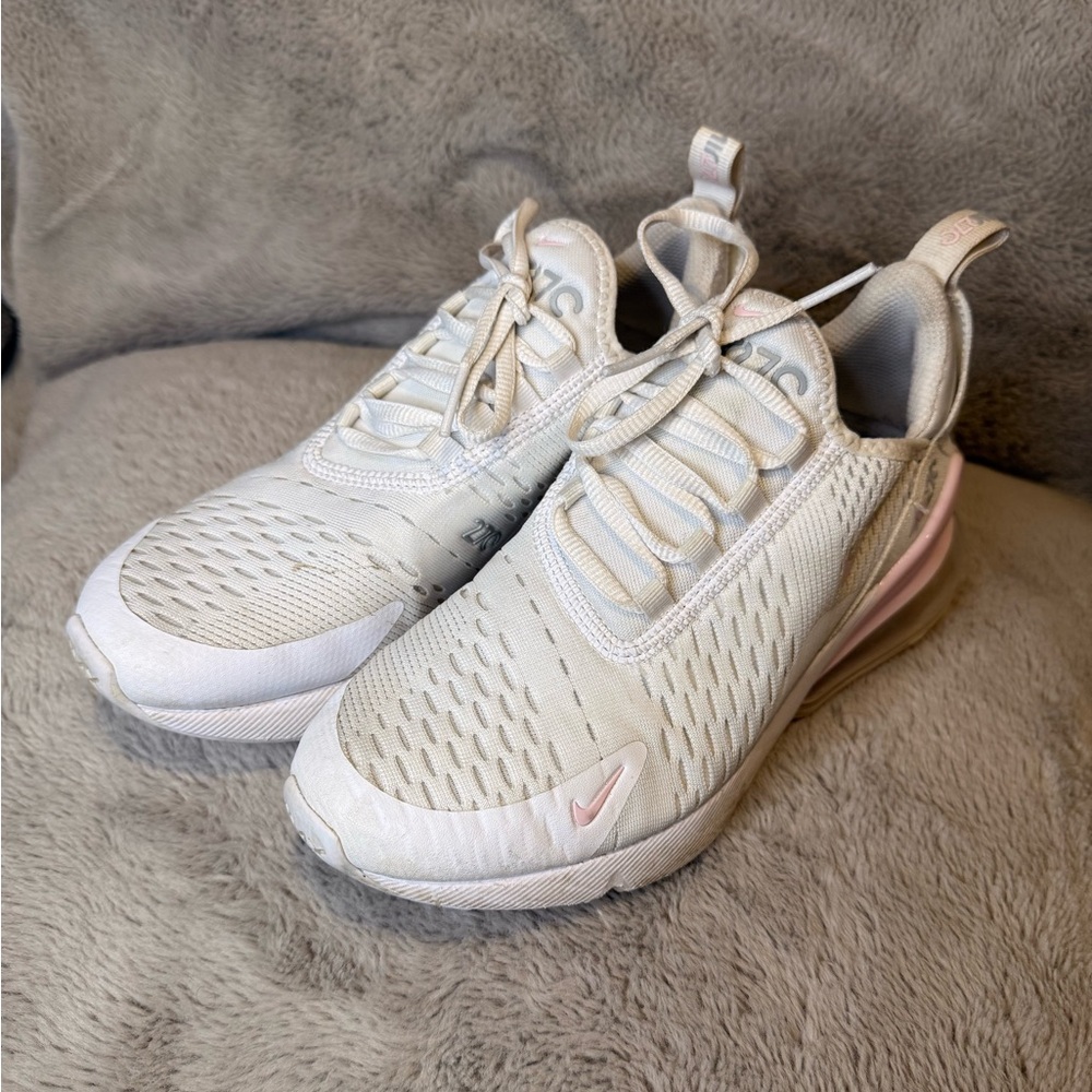 Nike Kids White and Light Pink Sneakers